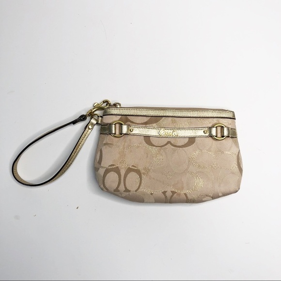 COACH | Gold Signature Mini Wallet Wristlet - Picture 2 of 6